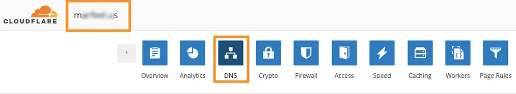 منوی DNS در کلودفلر