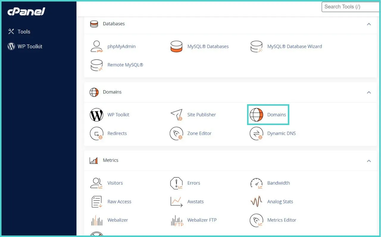 منوی Domains در سیپنل