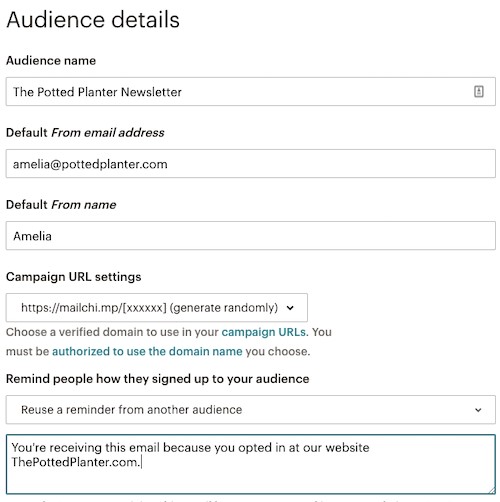 mailchimp-audience details