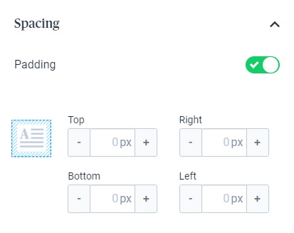 منوی Spacing