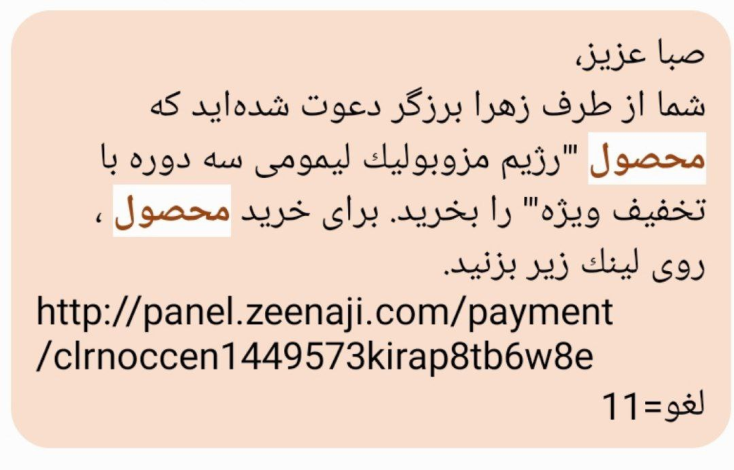 نمونه پیامک شخصی‌سازی‌شده برای دادن پیشنهاد ویژه‌ای از محصول یا خدمت تازه تأسیس‌شده 